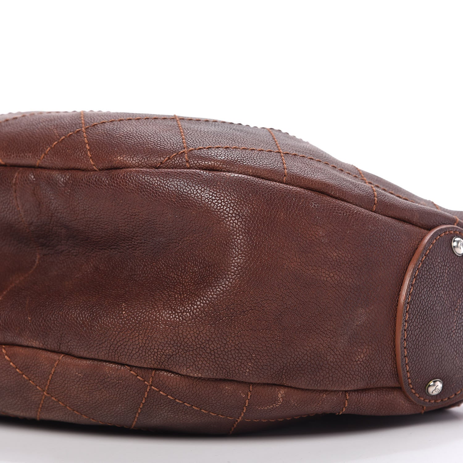 Chanel Caviar Stitched Outdoor Ligne Hobo Brown 7 of 10