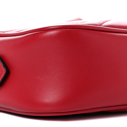 Gucci Calfskin Matelasse Mini GG Marmont Chain Shoulder Bag Hibiscus Red 8 of 9