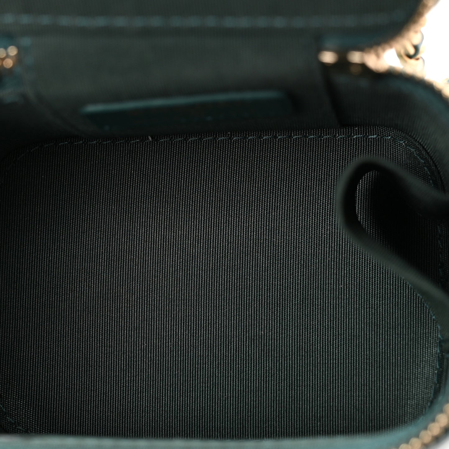 Lambskin Quilted Top Handle Mini Vanity Case With Chain Green