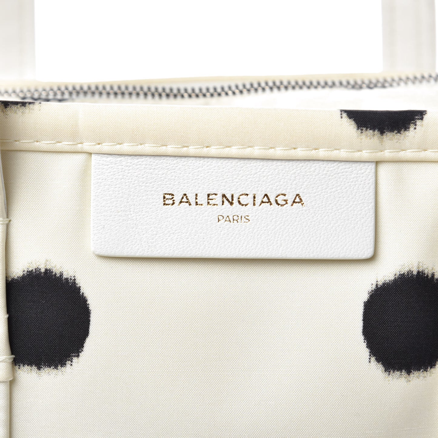 Silk Polka Dot S Bazar Shopper Tote White Black