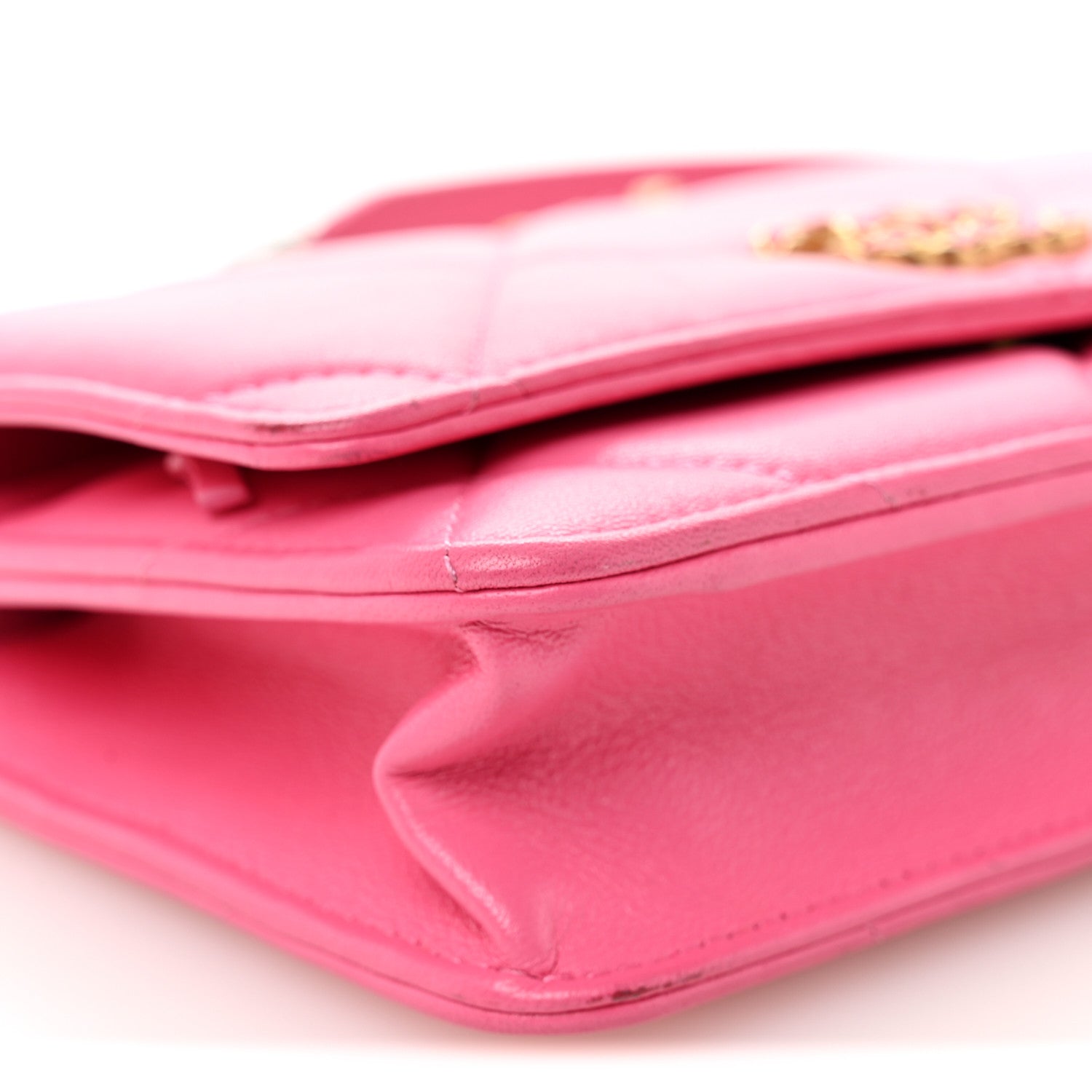 Chanel Lambskin Quilted Chanel 19 Wallet On Chain WOC Dark Pink 10 of 13