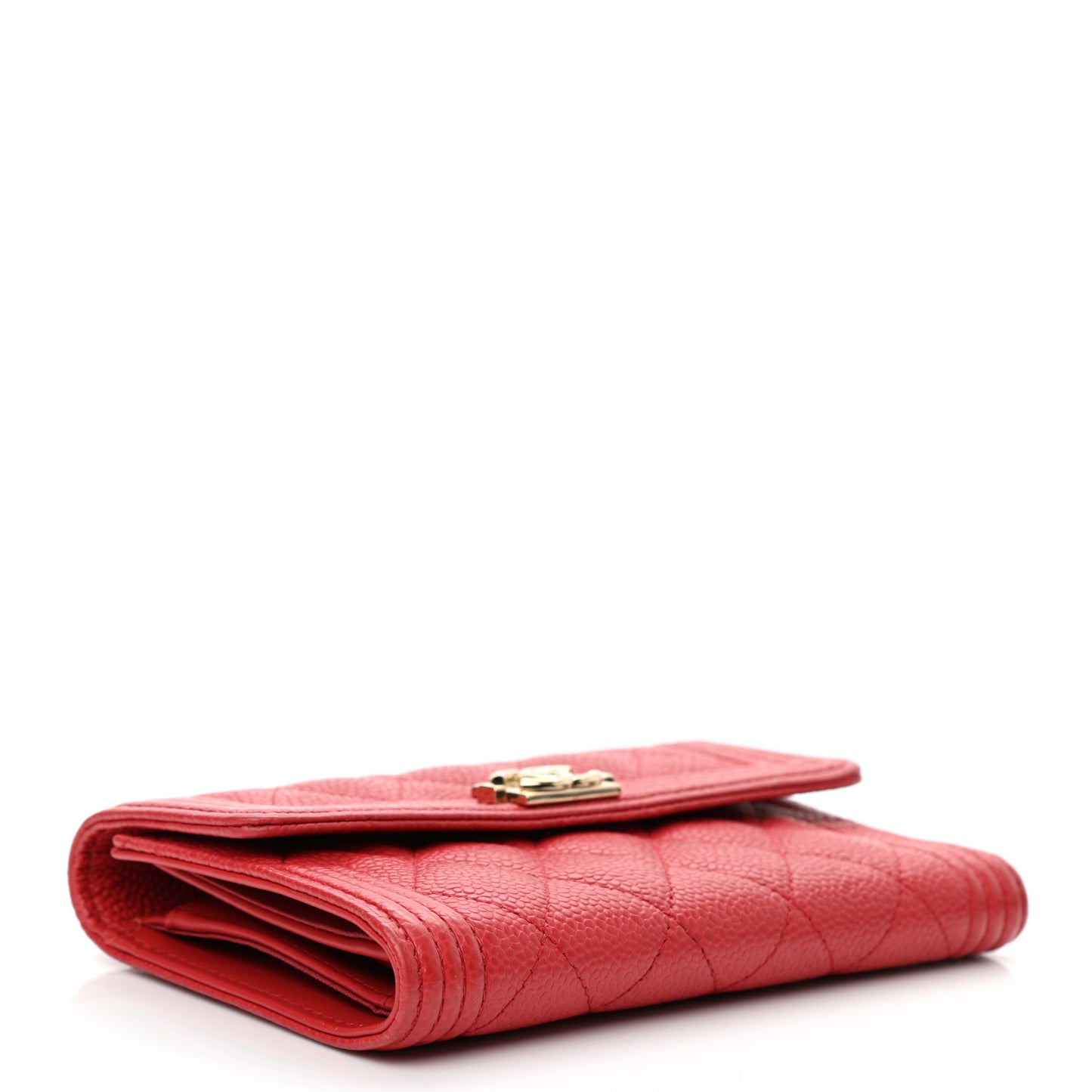 Caviar Quilted Medium Boy Flap Wallet Red