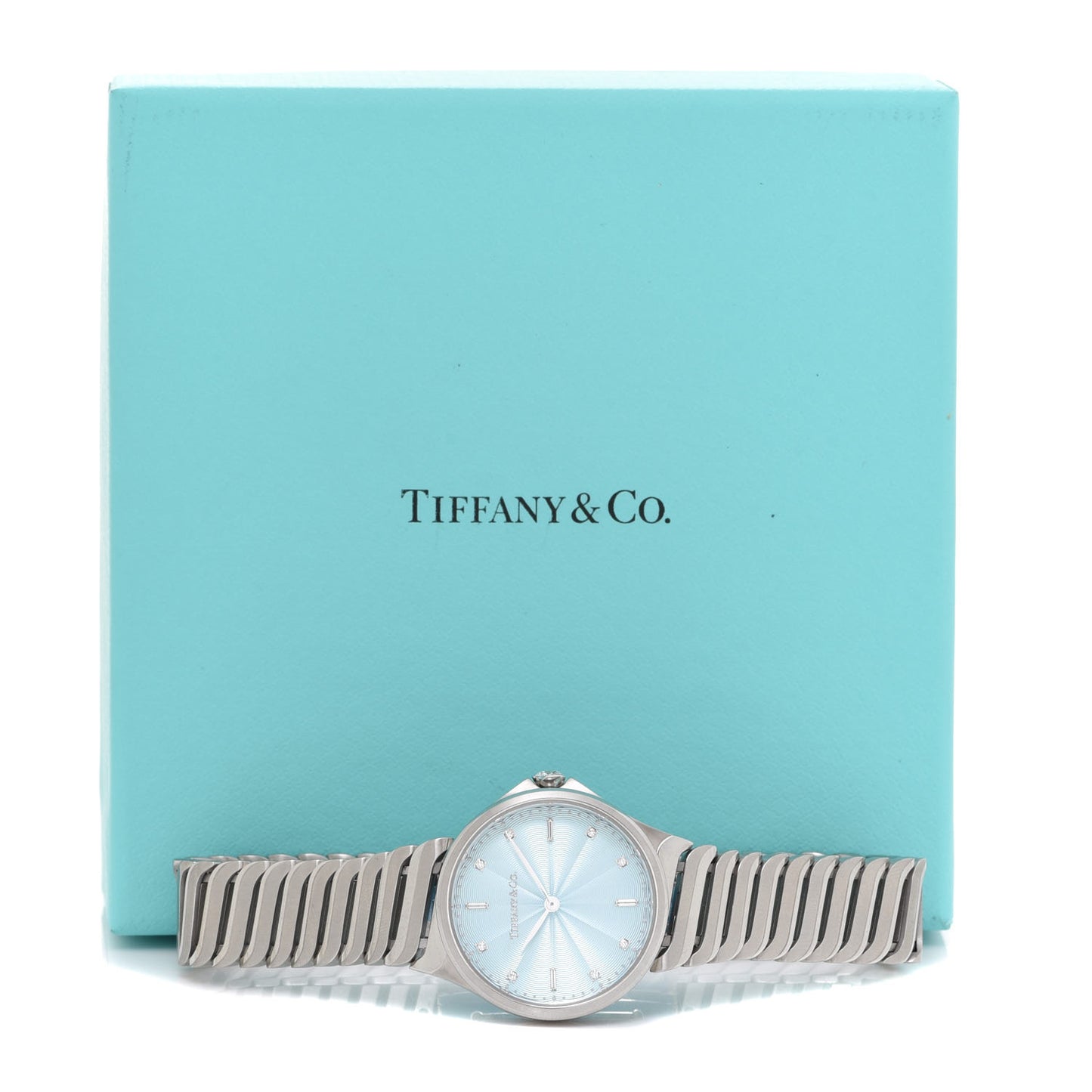 Stainless Steel Diamond 28mm Metro 2-Hand Quartz Watch Ice Blue