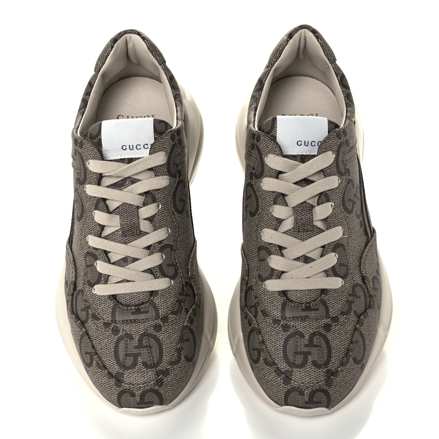 Gucci Maxi GG Supreme Monogram Gucci 100 Womens Rhyton Sneakers 39 Beige Ebony 5 of 11