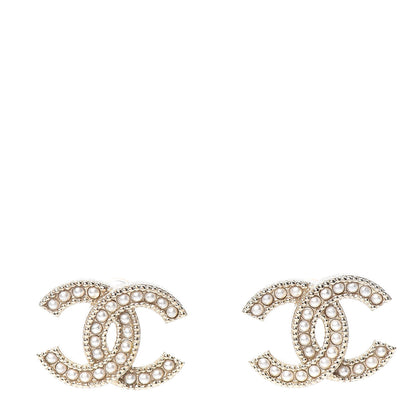 Chanel Pearl CC Earrings Light Gold 1 of 5