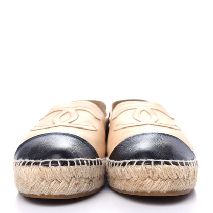 Chanel Lambskin CC Espadrilles 38 Beige Black 2 of 12