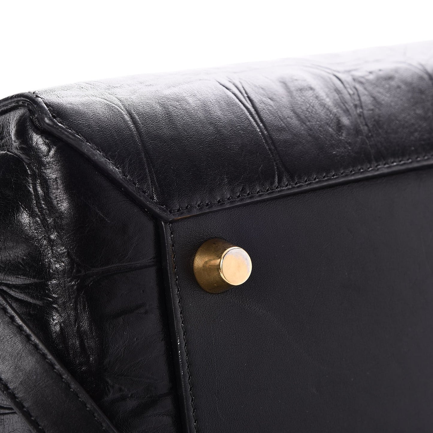 Calfskin Crocodile Embossed Small Belt Bag Black