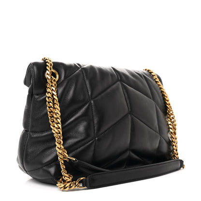 Saint Laurent Lambskin Quilted Small Loulou Puffer Monogram Chain Satchel Black 3 of 12