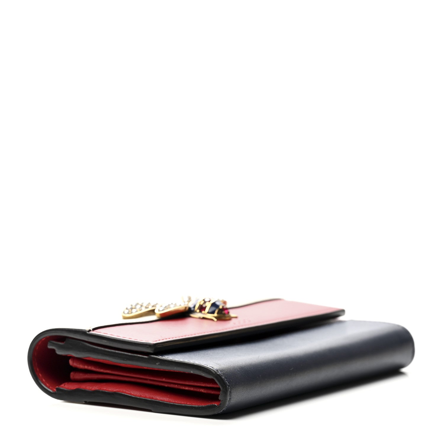 Gucci Calfskin Queen Margaret Flap Wallet Blue Agata Hibiscus Red Mystic White 3 of 7