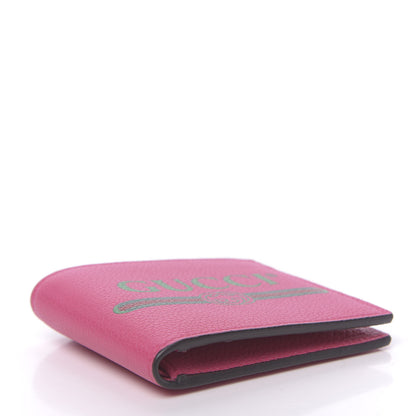 Gucci Grained Calfskin Logo Bi-Fold Wallet Box Pink Green 4 of 8