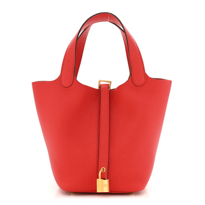 Hermes Taurillon Clemence Picotin Lock 18 PM Rouge de Coeur 1 of 11