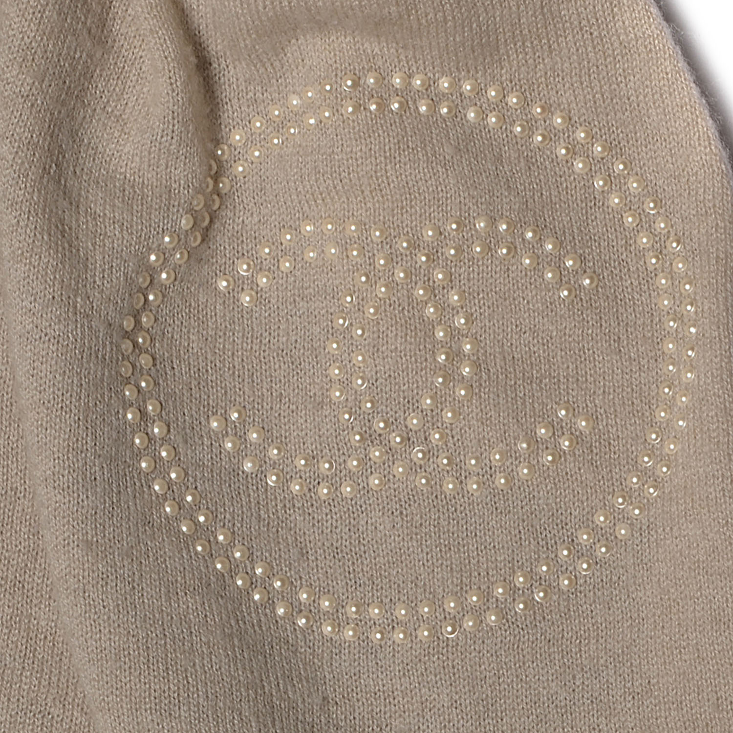 Chanel Cashmere Pearl CC Scarf Beige Taupe 3 of 5