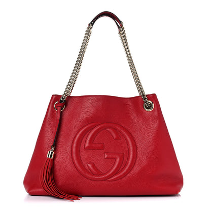 Gucci Pebbled Calfskin Medium Soho Chain Shoulder Bag Tabasco Red 1 of 14
