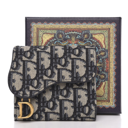Christian Dior Oblique Saddle Lotus Wallet Blue 8 of 8