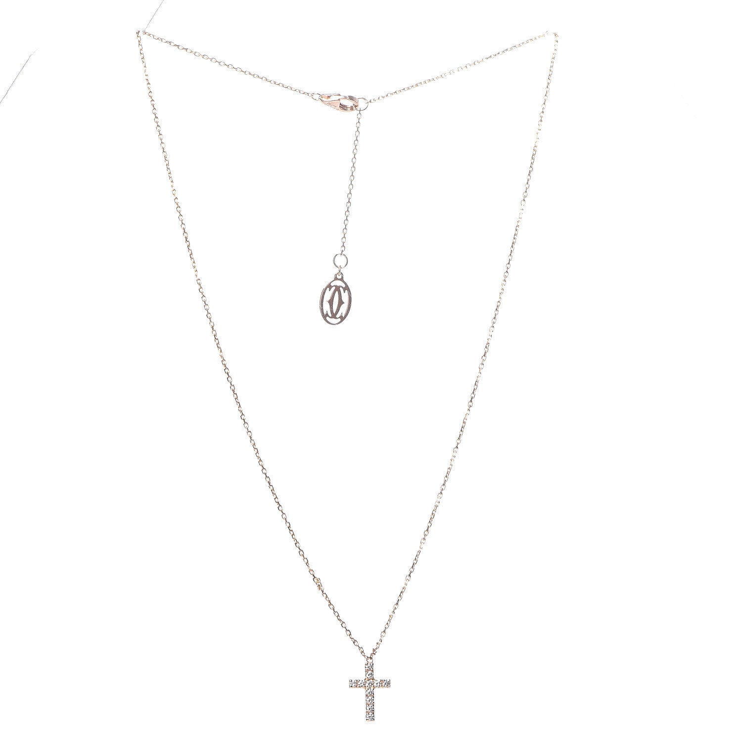 Cartier 18K Pink Gold Diamond Symbols Cross Pendant Necklace 3 of 6