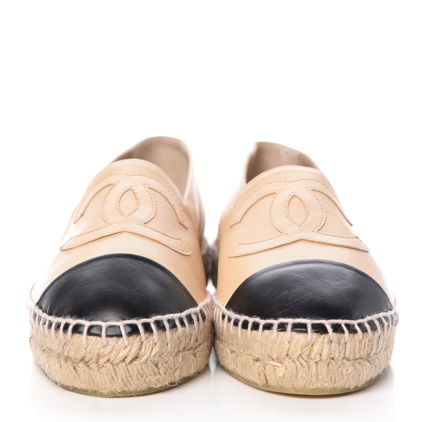Lambskin CC Espadrilles 38 Beige Black