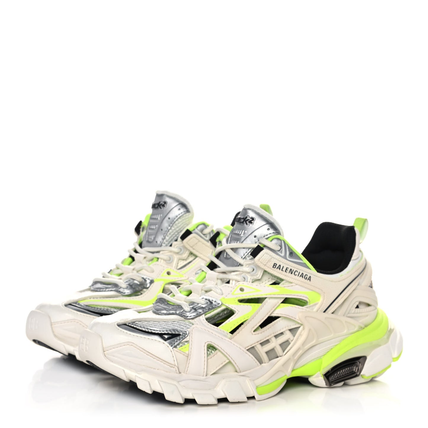 Rubber Mesh Bi-Color Womens Track.2 Open Sneakers 37 White Fluo Yellow