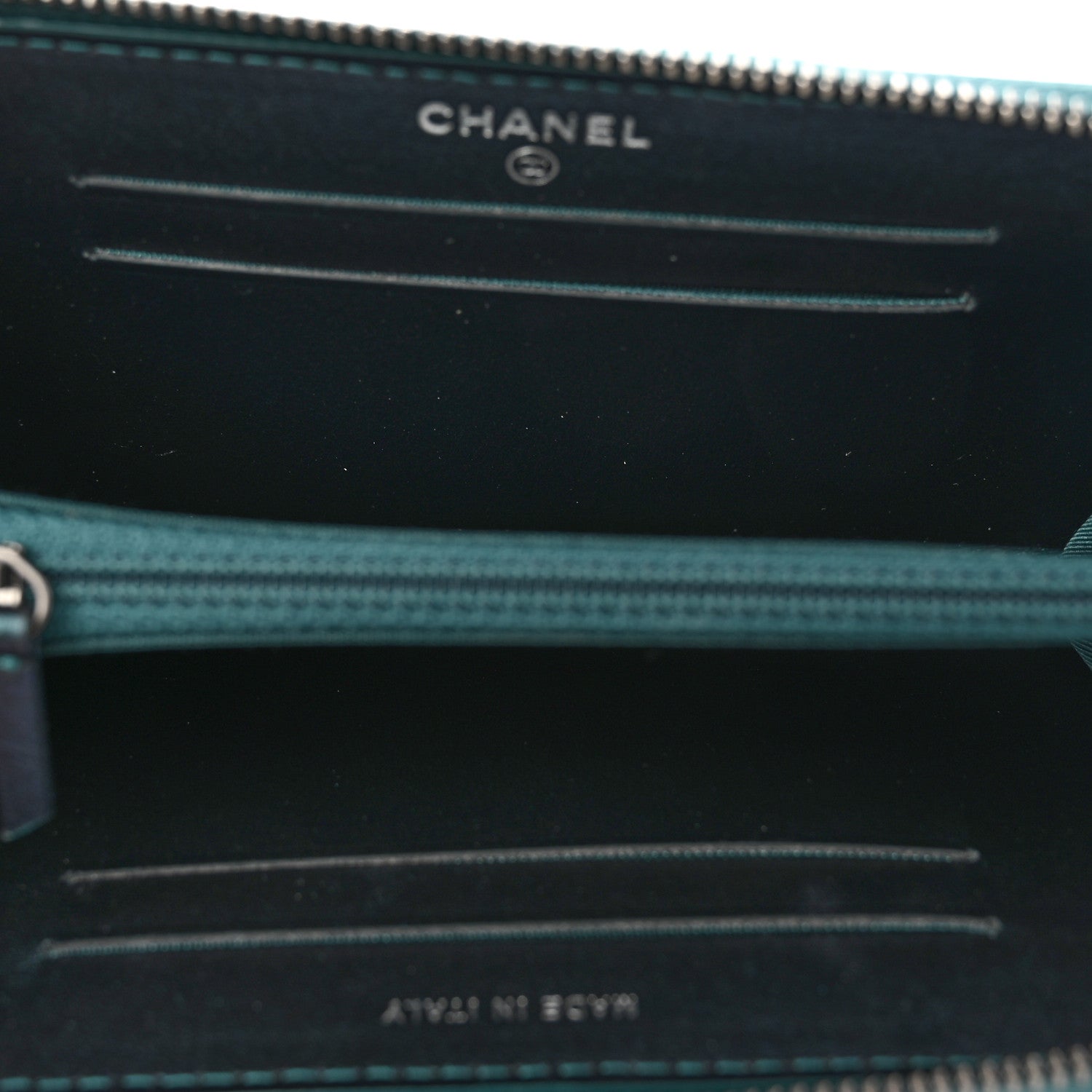 Chanel Iridescent Caviar Quilted Medium Filigree Zip Around Wallet Dark Turquoise 5 of 9