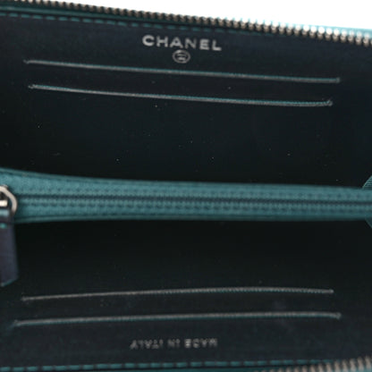 Chanel Iridescent Caviar Quilted Medium Filigree Zip Around Wallet Dark Turquoise 5 of 9