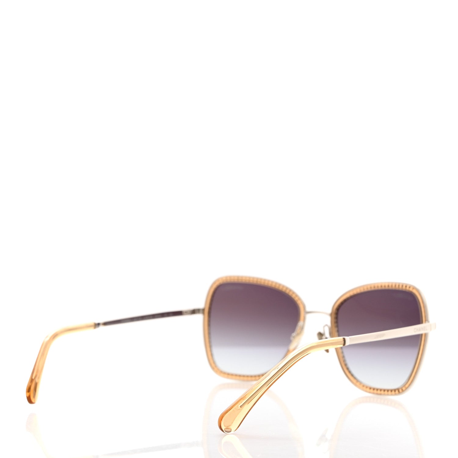 Chanel Square Frame Sequin Sunglasses 4277-B Gold Brown 4 of 8