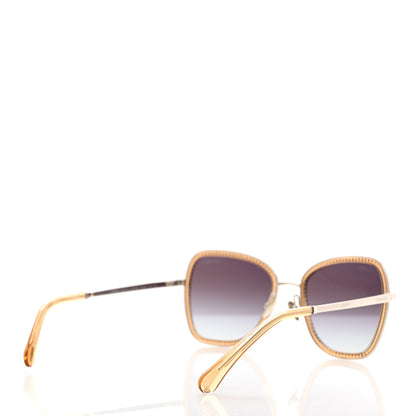 Chanel Square Frame Sequin Sunglasses 4277-B Gold Brown 4 of 8