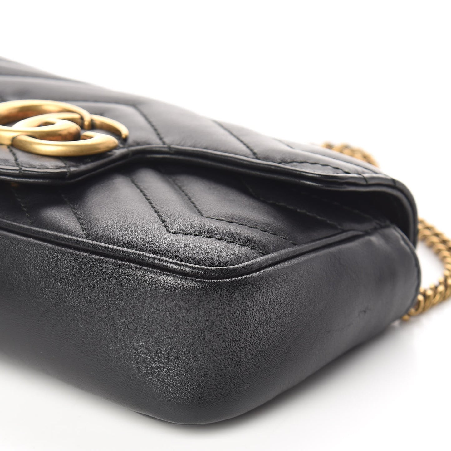 Calfskin Matelasse Super Mini GG Marmont Shoulder Bag Black