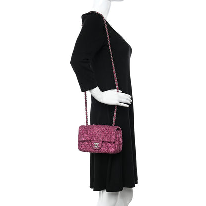 Chanel Metallic Tweed Quilted Mini Rectangular Flap Pink 2 of 11