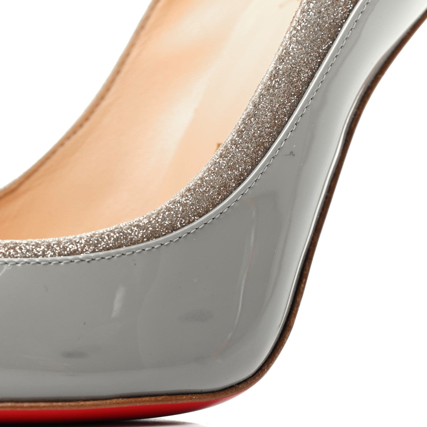 Christian Louboutin Glitter Patent Tucsick 120 Pumps 36 Gris Ivory 9 of 9