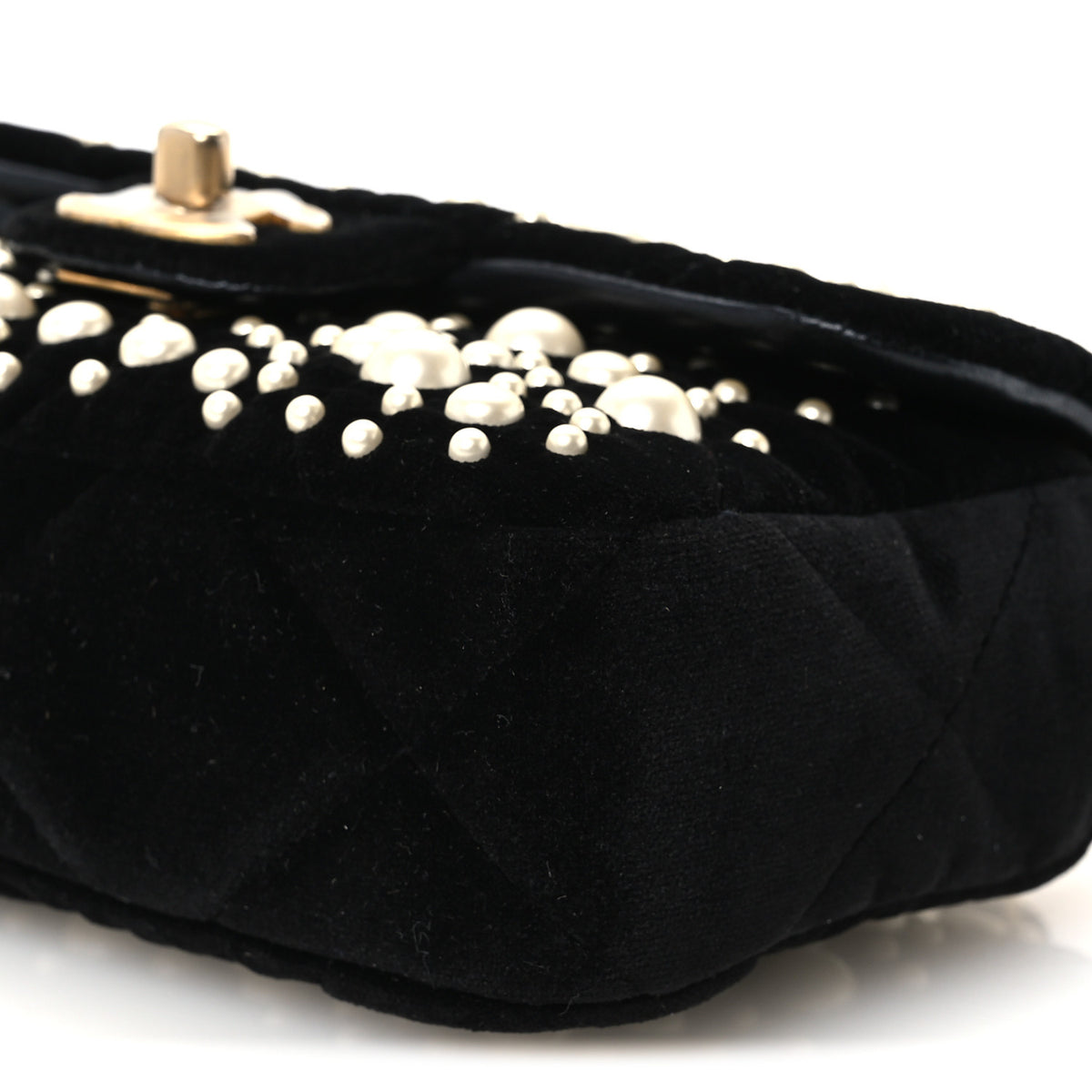 Chanel Velvet Pearl Mini Flap Bag Black 10 of 10