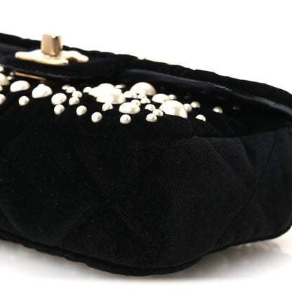 Chanel Velvet Pearl Mini Flap Bag Black 10 of 10