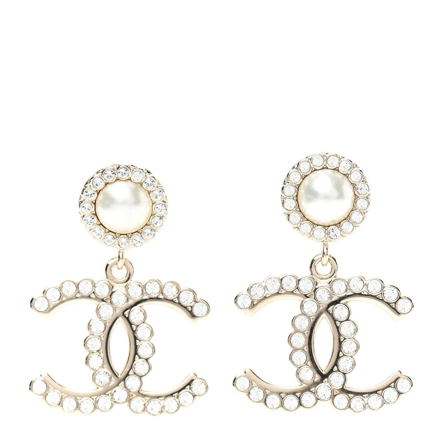 Crystal Pearl Bow-tiful CC Drop Earrings Gold