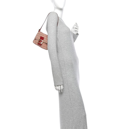 Fendi Zucchino Vitello Mini Mama Baguette Beige Rosso 2 of 10