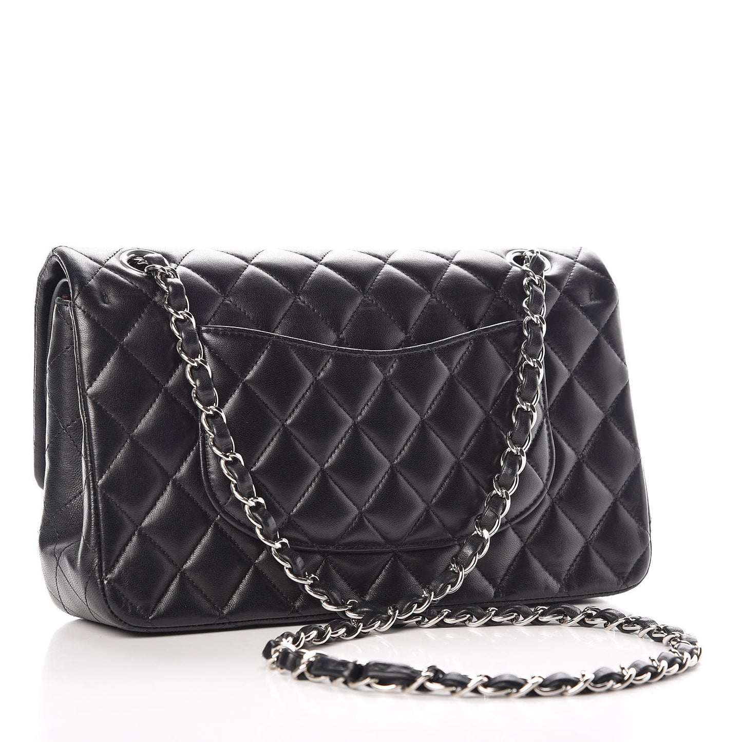 Lambskin Quilted Medium Double Flap Black