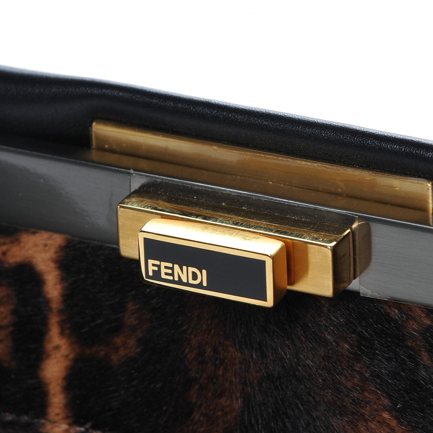 Calfskin Calf Hair Leopard Print Medium Peekaboo Iconic Satchel Black