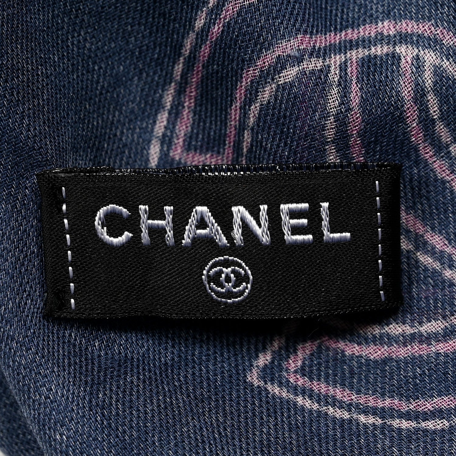 Chanel Cotton Cashmere Quilted CC Logo Stole Navy Pink 4 of 4