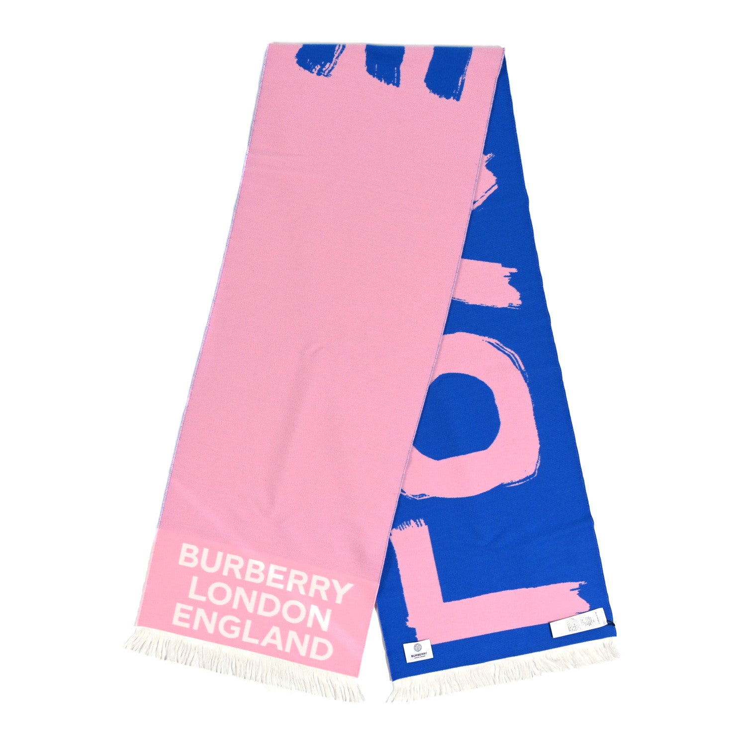 Burberry Wool Silk Love Logo Scarf Blue 2 of 4