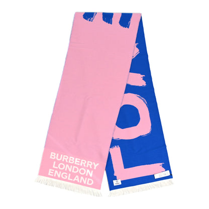 Burberry Wool Silk Love Logo Scarf Blue 2 of 4