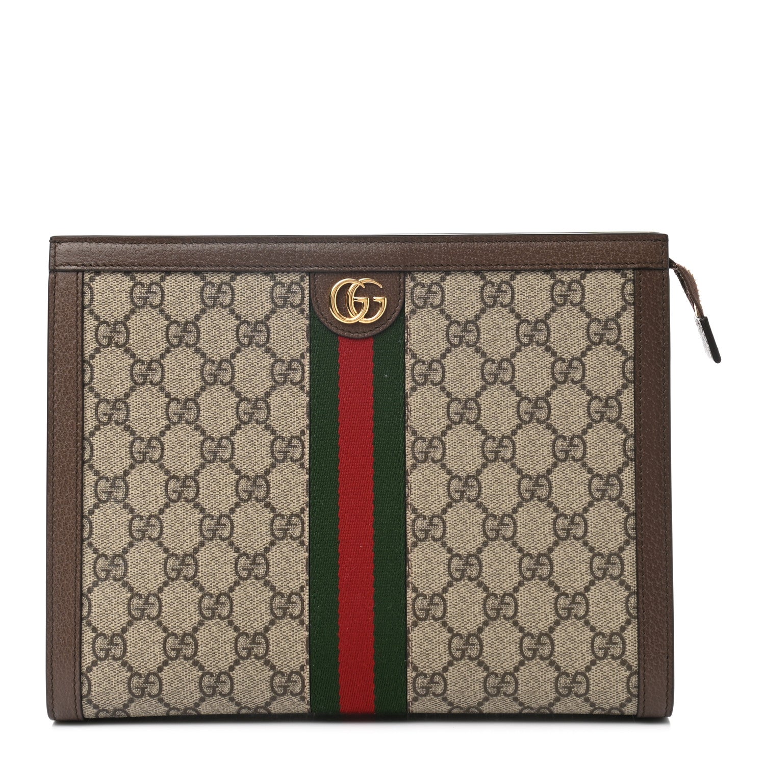 Gucci GG Supreme Monogram Web Ophidia Pouch Brown 1 of 7