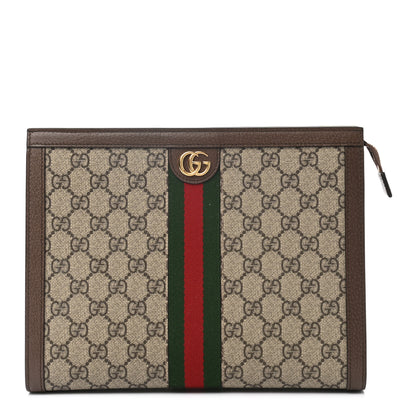 Gucci GG Supreme Monogram Web Ophidia Pouch Brown 1 of 7