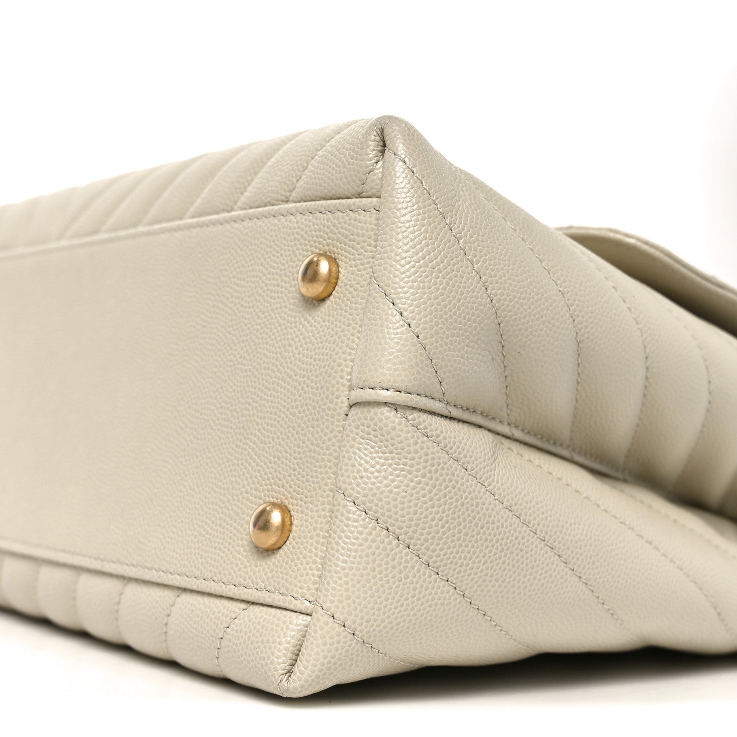 Chanel Caviar Chevron Quilted Medium Coco Handle Flap White 9 of 9