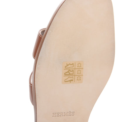 Hermes Box Calfskin Oran Sandals 37 Gold 8 of 10