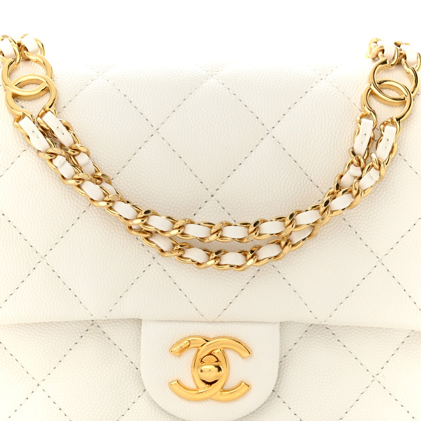 Caviar Quilted Mini CC You Flap White