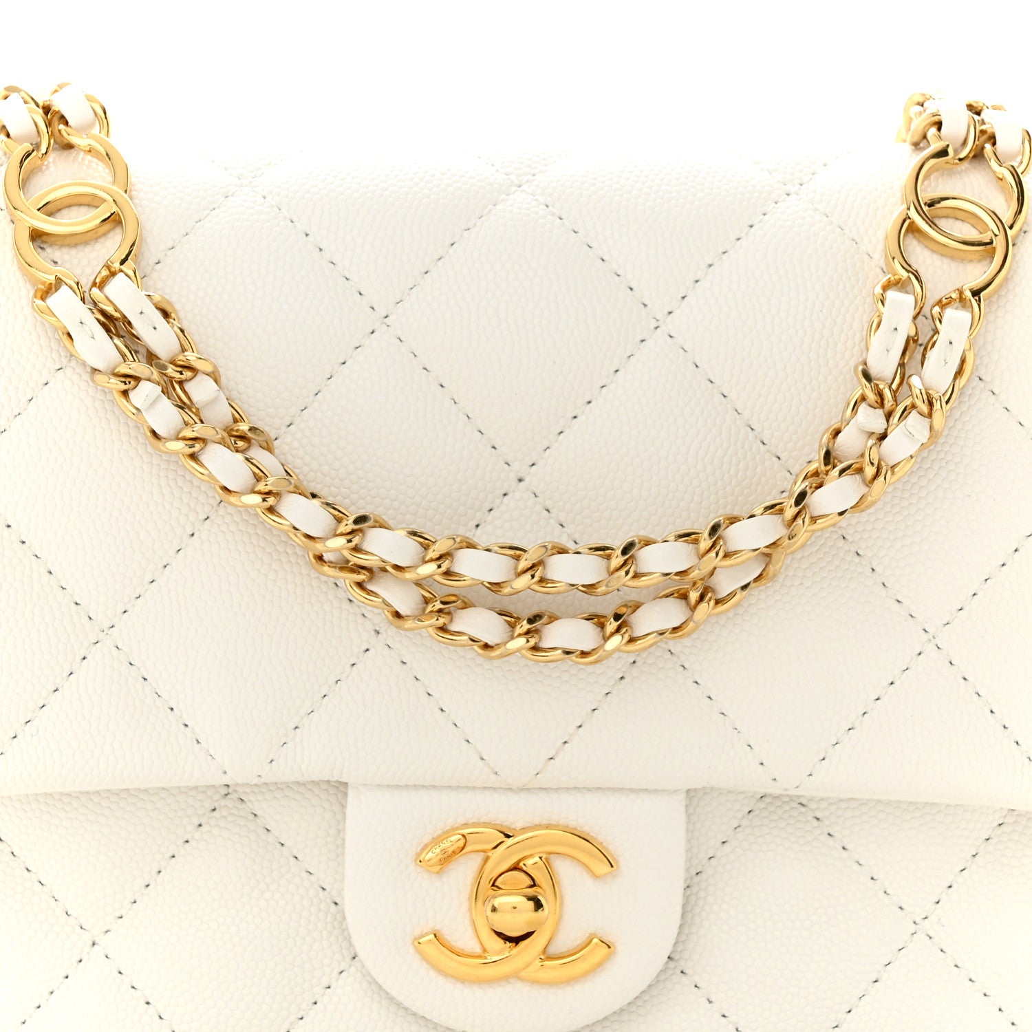 Chanel Caviar Quilted Mini CC You Flap White 8 of 11