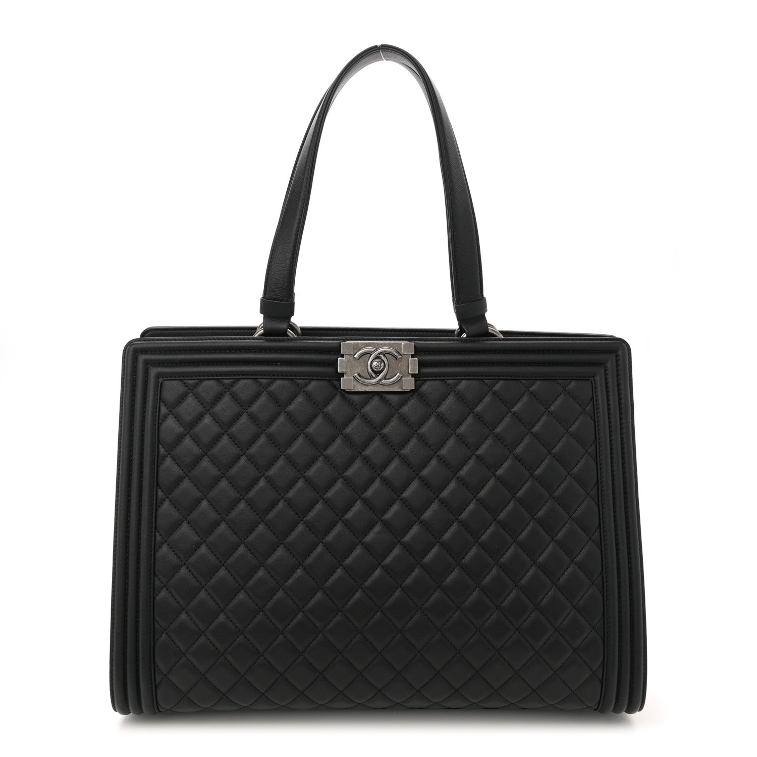 Chanel Calfskin Quilted Boy Shopping Tote Black 1 of 11