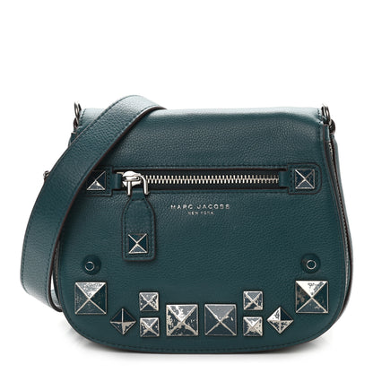 Marc Jacobs Pebbled Calfskin Studded Recruit Nomad Crossbody Teal 1 of 9