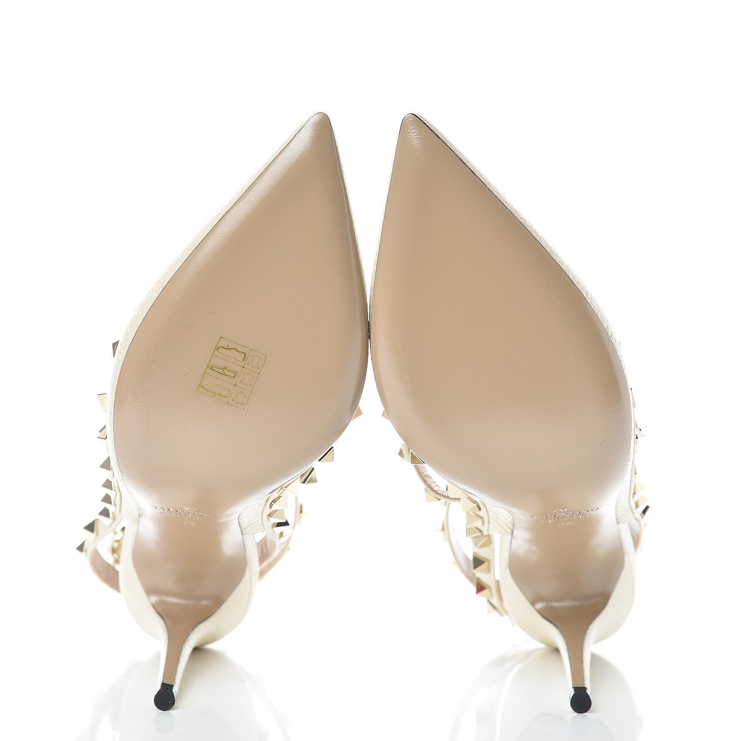 Valentino Garavani Pebbled Calfskin Rockstud Ankle Strap Pumps 39 Light Ivory 5 of 9
