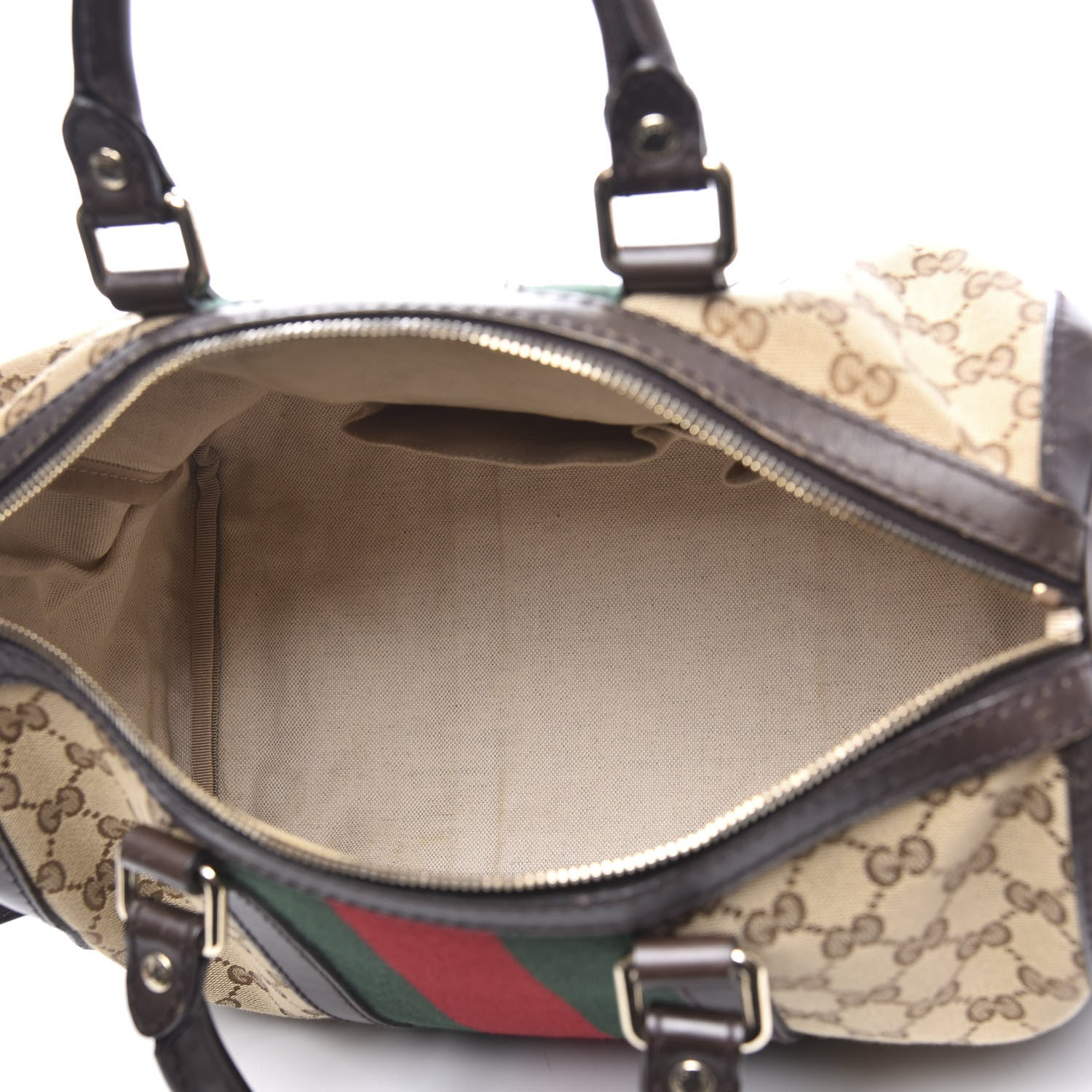 Gucci Monogram Vintage Web Medium Boston Dark Brown 4 of 13