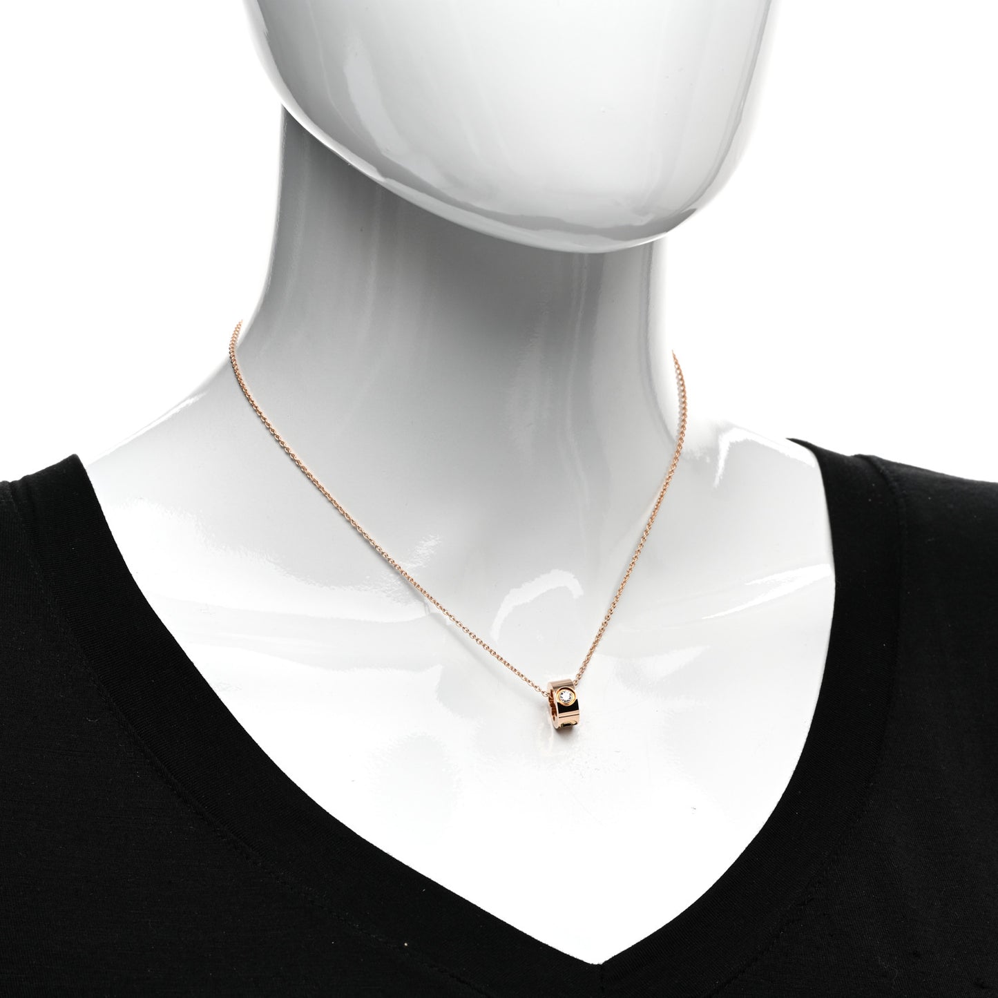 18K Pink Gold Diamond Empreinte Pendant Necklace