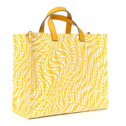 Fendi X SARAH COLEMAN Glazed Canvas Vitello King FF Vertigo Shopping Tote Bag Mimosa White 2 of 4