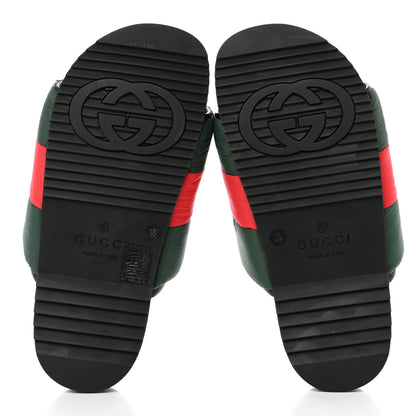 Gucci Nylon Web Womens Slide Sandals 38 Black Green Red 5 of 9